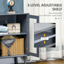 HOMCOM Modern Sideboard, Glass Door Buffet Cabinet with 2 Drawers, Grey