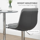 HOMCOM Bar Stools Set of 2 Adjustable Counter Barstools W/ Footrest Grey