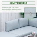 Outsunny 5-Piece Corner Garden Furniture Set w/ 2 Tables, White Aluminium Frame