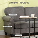 HOMCOM 3 Seater Sofas Fabric Couch with Nailhead Trim and Cushions Grey