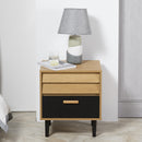 HOMCOM Bedside Table Cabinet Storage Chest w/ 2 Drawers Nordic Style Black