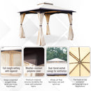 Outsunny 10' x 12'/3(m)x3(m) Steel Fabric  Patio Gazebo Vented Roof w/Mesh Sidewall