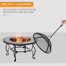 Outsunny Firepit Fire Bowl W/ Grill Spark Screen Cover Fire Poker Bonfire Patio