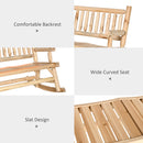 Outsunny Fir Wood Rocking Bench Wooden Patio 2-Person Outdoor Rocker Natural