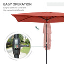 Outsunny 2 x 3(m) Garden Parasol Rectangular Market Umbrella w/ Crank Wine Red