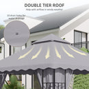 Outsunny 3m x 3m Gazebo Canopy Replacement Cover, 2-Tier Gazebo Roof, Grey
