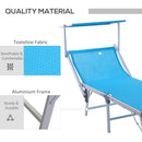 Outsunny Outdoor Lounger Fold 180° Reclining Chair w/ Adjustable Canopy Blue