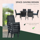 Outsunny 7PC Rattan Dining Set Patio Chair Glass Top Table Wicker Furniture Grey