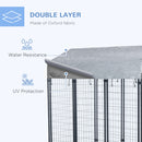 PawHut Outdoor Dog Kennel, Metal Dog Run with Canopy, 120 x 120 x 138cm