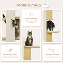 PawHut Four-Layer Cat Shelf Wall-Mounted Cat Tree w/ Cushions, Scratching Board