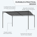 Outsunny 4 x 3M Wall Mounted Awning Free Stand Canopy Shade Porch Pergola Grey