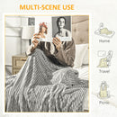 HOMCOM Flannel Fleece Blanket Double Size Throw Blanket for Bed 203x152cm Grey