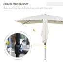 Outsunny 3x2m Patio Parasol Canopy Tilt Crank 6 Ribs Sun Shade Garden White