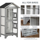 PawHut Wooden Bird Aviary, Outdoor Bird Cage for Finch, Canary w/ Tray - Grey