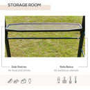 Outsunny BBQ Patio Canopy Gazebo with Interlaced Polycarbonate Roof 2 Shelves