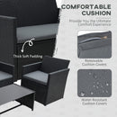 Outsunny 4pc Patio Garden Rattan Wicker Sofa 2-Seater Loveseat Chair Table Black