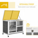 PawHut Wood Rabbit Hutch Bunny Cage Pet House Indoor W/ Tray Ramp, Grey