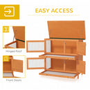 Pawhut 90 x 45 x 90 cm 2 Tiers Rabbit Hutch Wooden Pet Cage W/ Run Bunny House