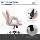 Vinsetto Office Chair Velour Diamond Tufted Padded Ergonomic 360° Swivel Pink