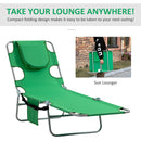 Outsunny Beach Chaise Lounge Portable Adjustable Backrest with Face Cavity Green