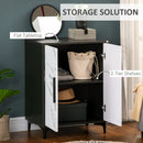 HOMCOM Storage Cabinet with Marble Effect Doors and Adjustable Shelf, Black