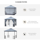 Outsunny 4 x 3.35(m) Steel Frame Patio Gazebo Canopy w/ 2 Tier Roof, Grey