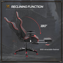 HOMCOM High Back Gaming Chair PU Leather Computer Chair with Footrest, Red