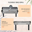 Outsunny Charcoal Spit Roasting Machine w/ 3-Tier Grill Grate & Foldable Shelves