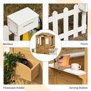 Outsunny Wooden Outdoor Playhouse w/ Door Windows Bench for Kids Children