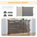 PawHut Retractable Stair Gate for Dogs Mesh Safety Gate - Grey