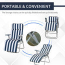 Outsunny Set of 2 Folding Sun Lounger Recliner Chairs Daybed Cushion Blue White
