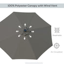 Outsunny 2.7m Patio LED Umbrella with Push Button Tilt/Crank 8 Ribs Grey
