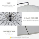 Outsunny 3(m) Cantilever Shanghai Parasol w/ Crank Handle, Cross Base, Off-White