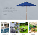 Outsunny 2.5m Wooden Garden Parasol Outdoor Umbrella Canopy w/ Vent Blue