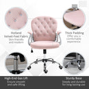 Vinsetto Office Chair Velour Diamond Tufted Padded Ergonomic 360° Swivel Pink