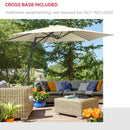 Outsunny 3m Cantilever Parasol with Easy Lever Crank Handle 6 Metal Ribs White