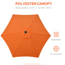 Outsunny 2m Parasol Patio Umbrella, Outdoor Sun Shade with 6 Ribs Orange