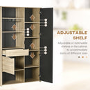 HOMCOM Kitchen Cupboard Storage Cabinet Adjustable Shelves, Wine Glass Rack