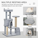 PawHut 100cm Cat Tree with Climbing Ladder Scratching Post Ball, Light Grey