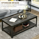 HOMCOM Rustic Coffee Table, 2-Tier Centre Table W/ Storage and Steel Frame