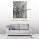 HOMCOM Hand-Painted Canvas Wall Art Elephant for Living Room Bedroom, 100x80cm
