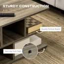 HOMCOM Square Modern 2-Tier Coffee Table with Multiple Storage Shelves Grey