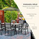Outsunny 7 Piece Garden Furniture Set w/ Dining Table Chairs 6 Seater Grey