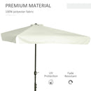 Outsunny 2.3m Half Round Parasol Garden Sun Umbrella Metal w/ Crank Off-White