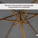 Outsunny 2 x 3(m) Wood Garden Parasol Sun Shade Patio Umbrella Canopy Light Grey