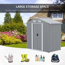 Outsunny 6ft x 4ft Metal Shed Garden Shed w/ Double Door & Air Vents, Grey