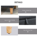 HOMCOM Linen Storage Ottoman Box Toy Chest Footstool with Rubberwood Legs