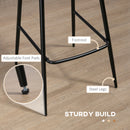 HOMCOM Bar Stools Set of 2, PU Leather Bar Chairs with Back and Steel Legs