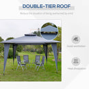 Outsunny 3.45x3.45m Side-Less Outdoor Canopy Gazebo 2-Tier Roof Steel Frame Grey
