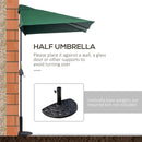 Outsunny 2.3m Garden Balcony Half Round Umbrella Metal Parasol Umbrella Green
